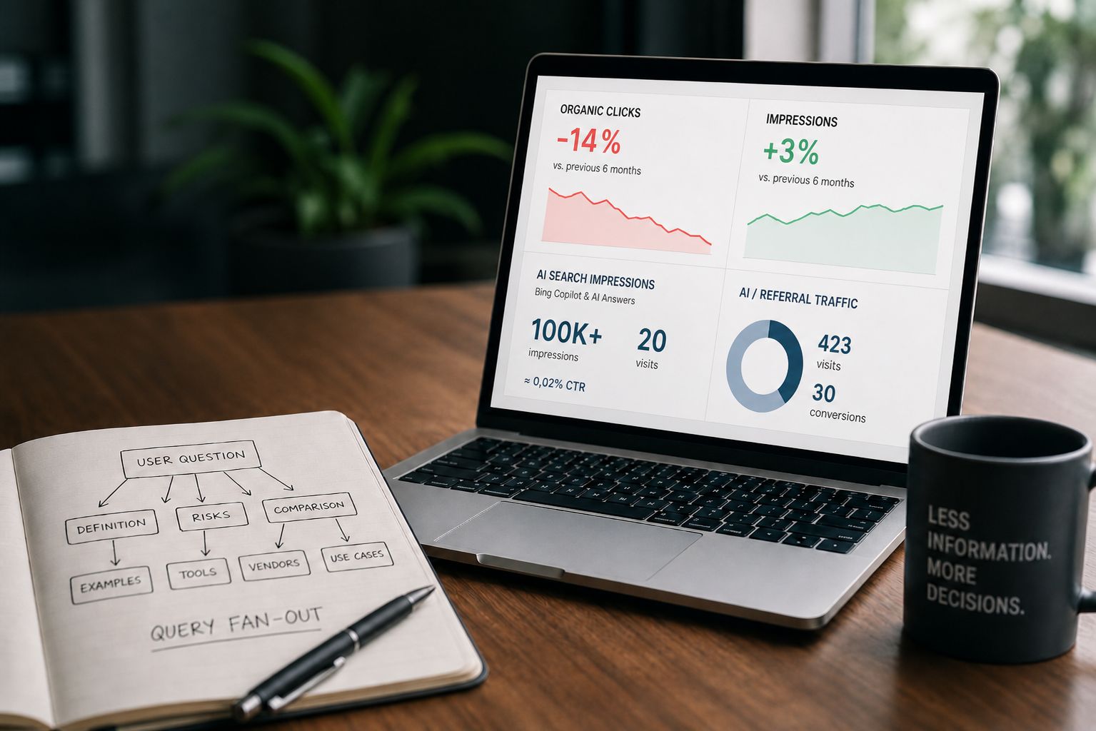 14%-kal csökkent az organikus kattintás, miközben a pozíciók nem romlottak: B2B SaaS case study az AI search hatásáról