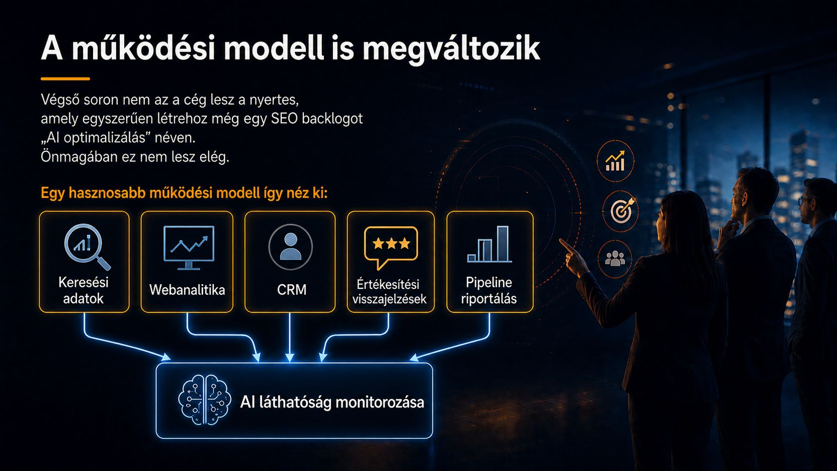 Végső soron nem az a cég lesz nyertes, amely egyszerűen létrehoz még egy SEO backlogot "AI optimalizálás" néven. Önmagában ez nem lesz elég.